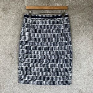 Boden Skirt Womens 8R Blue White Cotton Pencil Back Zip Lined Knee Length- 4070